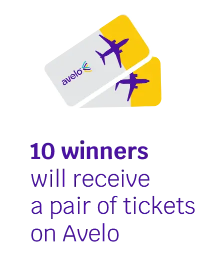 10 winners will receive a pair of tickets on Avelo