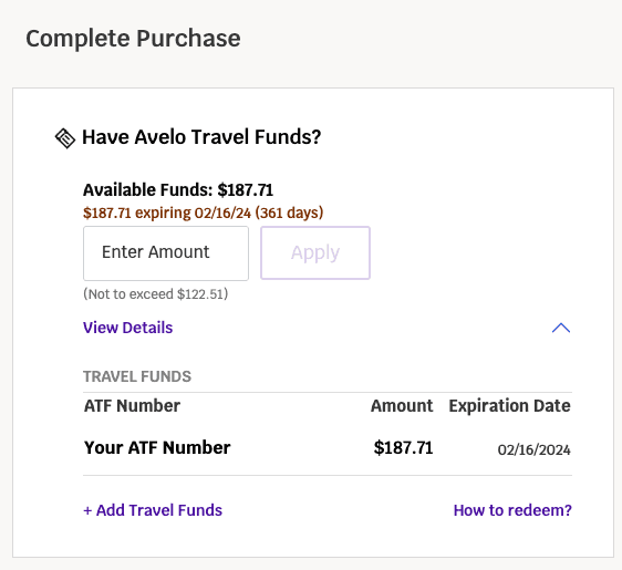 Avelo Redeem ATF Payment
