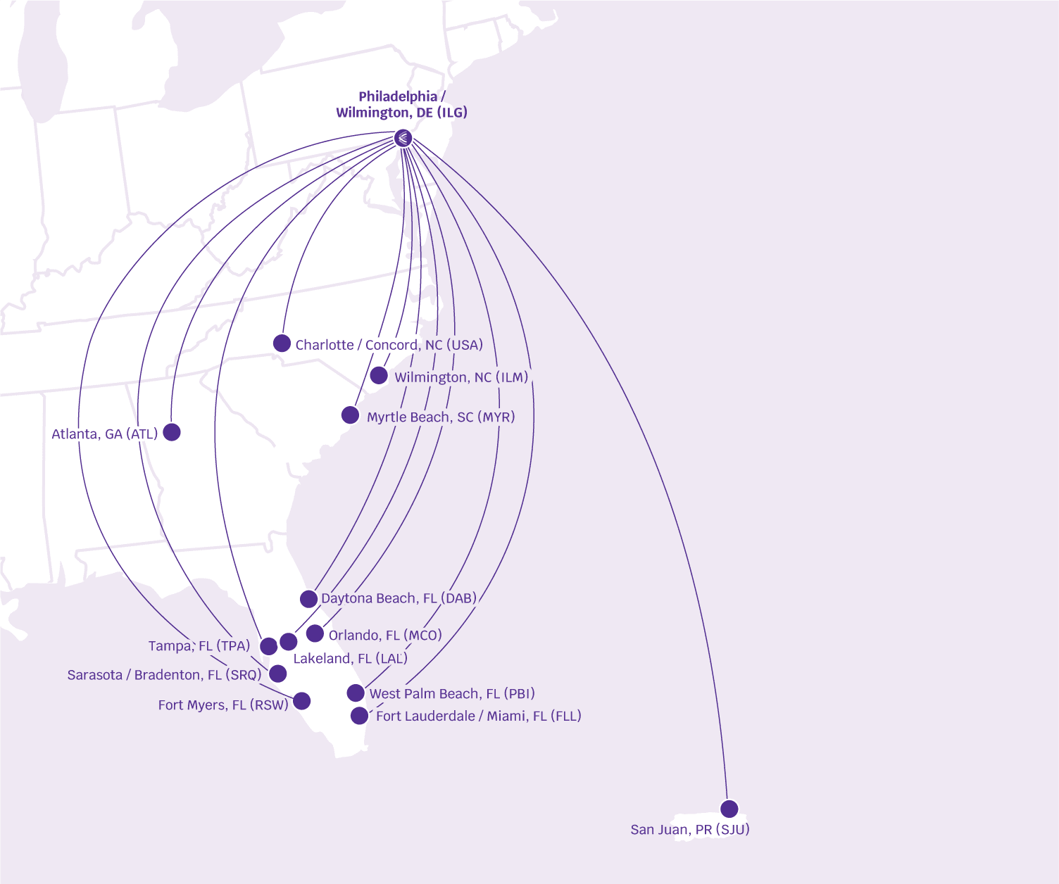 Avelo ILG Map Routes