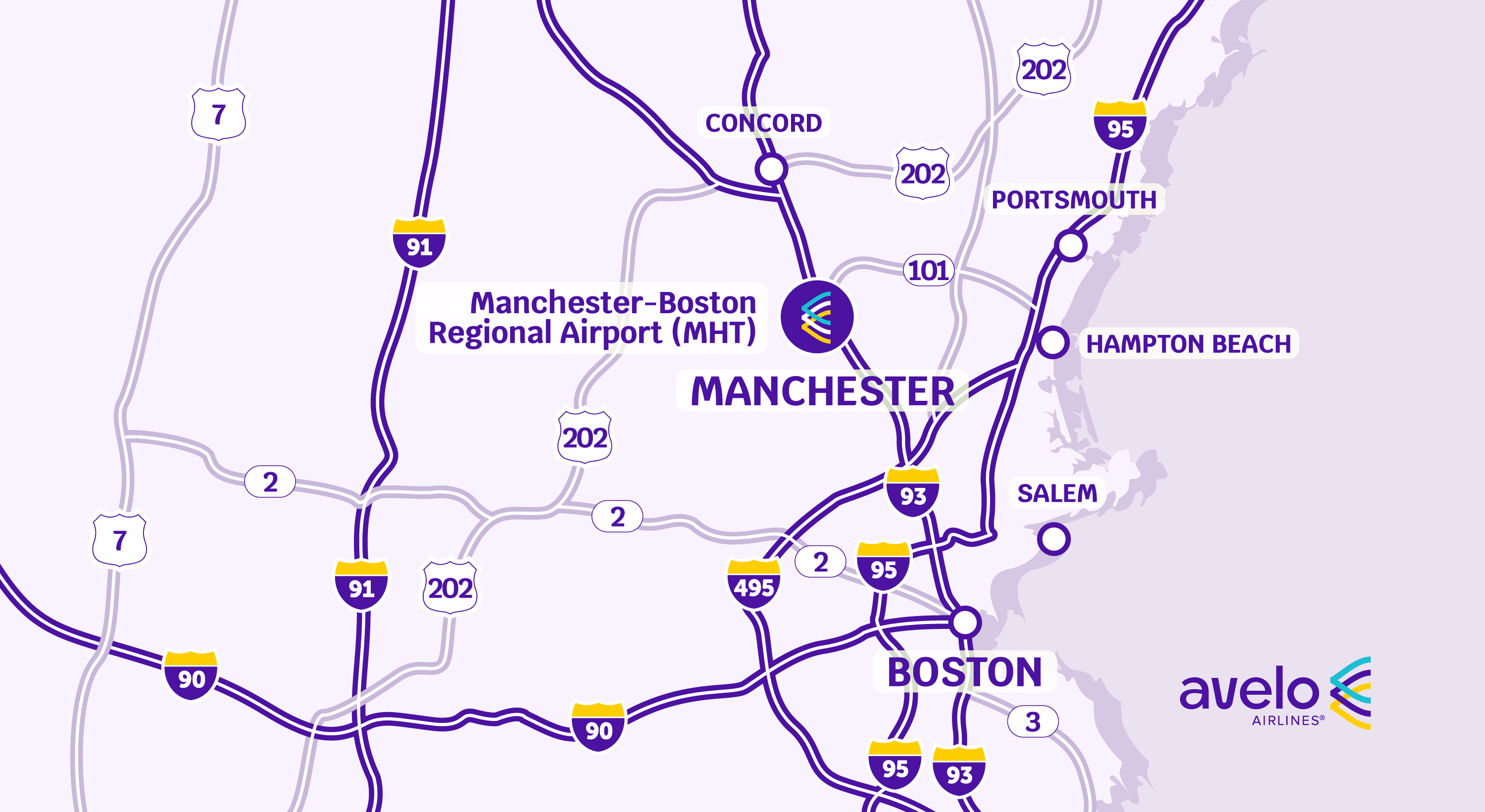 map of Manchester-Boston Regional Airport