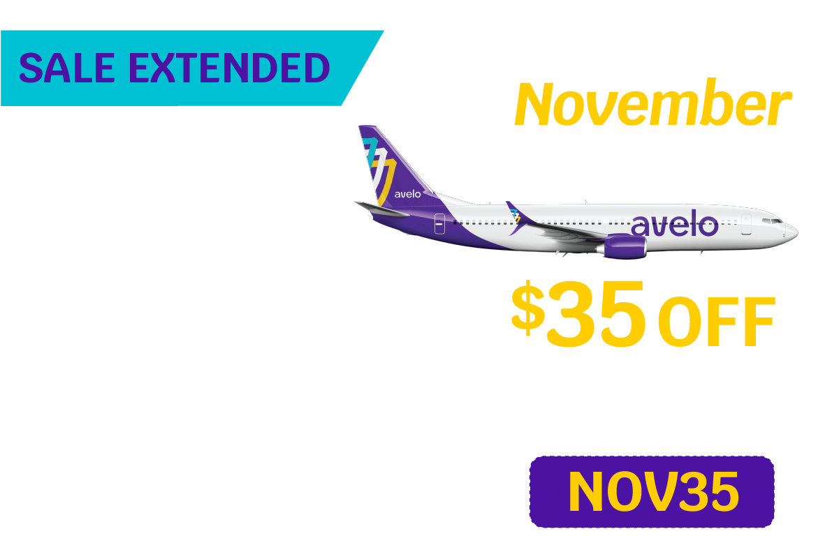 Sale Extended | Fall into November Sale | $35 OFF round trip base fares* on select flights between 11/13 & 2/10 with promo code NOV25